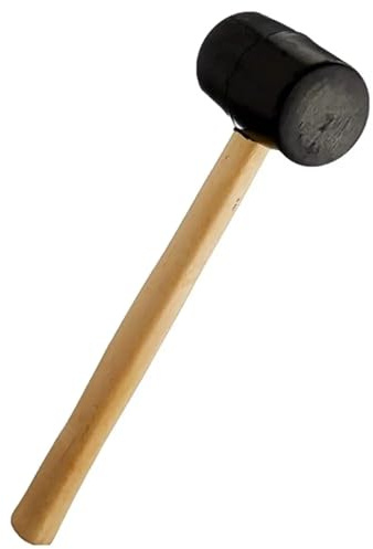 Rubber Mallet 200g Black Round Wooden Handle Rubber Hammer Solid Wood Handle Installation Floor Tile Hammer Construction Use