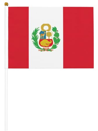 Bandera de Perú de doble cara de manivela de 5.5 x 8.2 pulgadas, utilizada para decoración de fiestas de vacaciones, competiciones