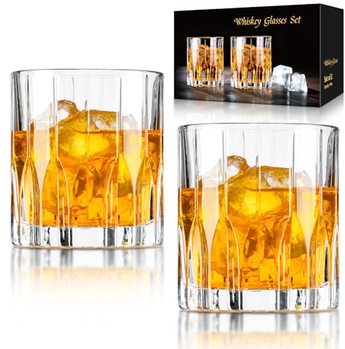 FrutPunch Whiskey Glass Floral 2Pcs 280ml Gift for Men and Dad, Christmas | Sturdy Base, for whiskey, Scotch, bourbon, vodka, for birthday, anniversary, Father's Day