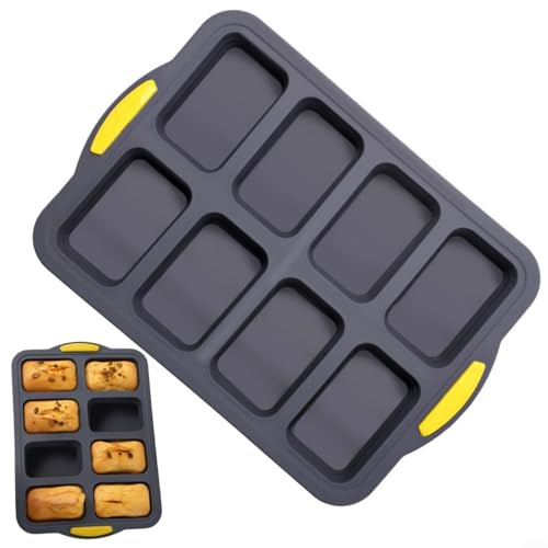 Mini moule à pain en silicone renforcé en acier inoxydable – 35 x 24 cm – Plaque de cuisson antiadhésive pour pain/brownies, passe au four/lave-vaisselle (-40 °C à 230 °C), avec poignées latérales