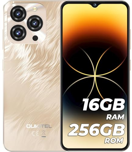 OUKITEL C3 Handy Ohne Vertrag 16GB+256GB/1TB Smartphone Günstig 6.52 Inch Mobile Phone Android 14,Simlock-Free Smartphone ohne vertrag günstig 5000 mAh Battery,13MP + 5MP, Dual SIM 4G Smartphones Gold