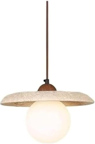Lampada a Sospensione in Pietra di Grotta Gialla da 11,8 Pollici, Lampada a Sospensione in Vetro a Sfera lattiginosa, Moderna e Minimalista, con Base G9 per Isola Cucina, Fattoria, Sala da Pranzo