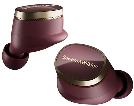 Bowers & Wilkins Pi8 True Wireless Noise Cancelling Earbuds - Dark Burgundy | With Bluetooth aptX, 24-bit Wireless Connection, Audio Retransmission, and 6 Built-in Microphones