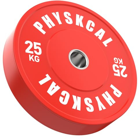 PhysKcal Farbige IWF Bumper Plates, Ø50 mm Olympic Hantelscheiben | Ideal für Weightlifting. Geringe Rückprallkraft. Hochwertiger Gummi. Perfekt für das Fitnessstudio und Wettkämpfe.