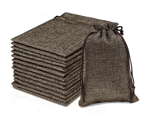 OUDQFCJ 30 piezas bolsas de yute reutilizables bolsa con cordón bolsa de lino de algodón con cordón bolsa de almacenamiento bolsa de joyería bolsa de regalo para bodas (7 x 9 cm) (Marrón)