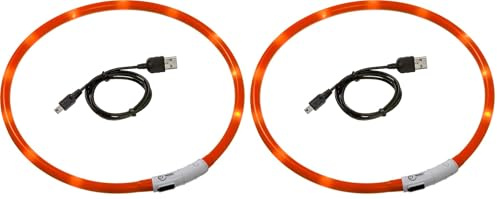 Karlie Visio Light LED Schlauchhalsband L: 20-70 cm orange (Packung mit 2)
