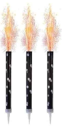 3 Black Ice Fountain Candles – Sparkling Party Cake Fountain Candles for Birthdays, Weddings & Celebrations – Pack of 3