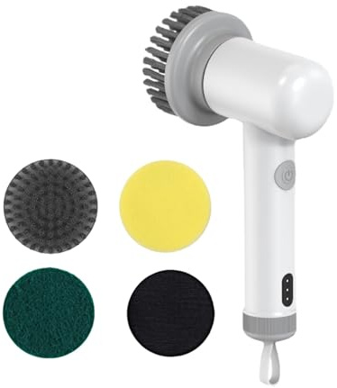 Limpiador eléctrico de bañera | Cepillo eléctrico de mano inalámbrico - Cabezales reemplazables para una limpieza eficiente en la cocina, baño y ducha - Ideal para amas de casa ocupadas