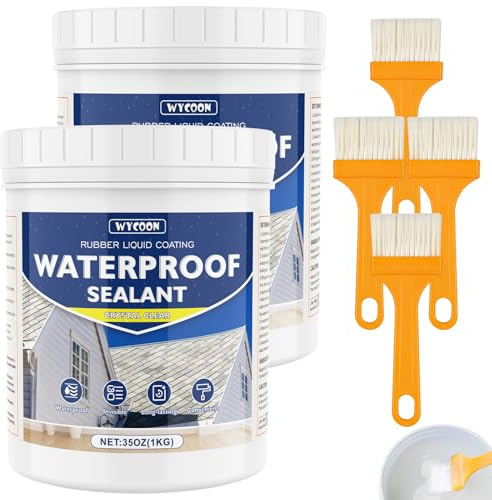 WYCOON Invisible Waterproof Sealant 2KG, Transparent Liquid Sealant for Leak Repair, Waterproof Adhesive Coating for Indoor & Outdoor Use, Roof, Bathroom, Shower