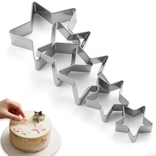 Zlokdraxy Plätzchen Ausstecher 5 Stück Edelstahl, Ausstechformen Weihnachten Keksausstecher Set, Stern Formen Silber
