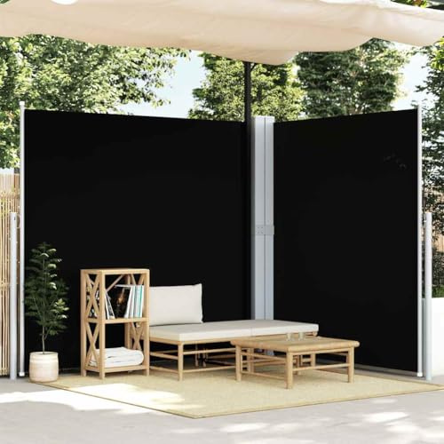 Generico Tenda da Sole Laterale Retrattile Nera 200x600 cm,Ombrelloni e Parasole