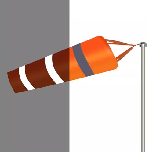 Manica a Vento Windsock Alta Visibilità con Strisce Riflettenti, Windsock per Esterno Pesante, Indicatore del Vento per Aeroporto, Sacco per Misurazion(Orange,L-2m(6.6ft))