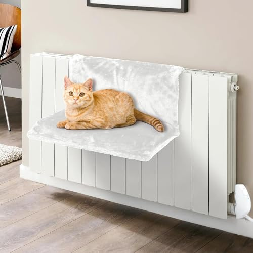 Vinsani Cat & Dog Radiator Bed, Hanging Cozy & Warm Fleece Hammock, White | Luxurious Fleece Lined Pet Bed Hammock for Cats, Kittens & Small Dogs, Machine Washable