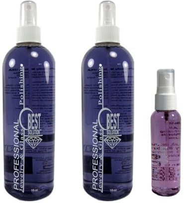 Best Solution Silver Gold Diamonds Costume Jewelry Cleaner 2x16oz=32oz Spray Bottles/2oz Travel Spray