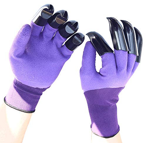 1Pair Claws Garden Genie Gloves Gardening Tool with 4 Fingertips Claws Quick for Rose Pruning Digging Planting Nursery Plants