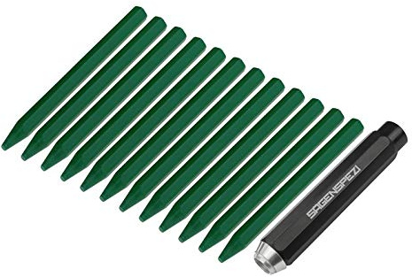 Sägenspezi Kreide grün 12 Stück inklusive Kreide-Halter für 11 mm bis Ø 12 mm (auch in verschiedenen Farben auswählbar) Signierkreide 11 x 110 mm Forstkreide wasserfest