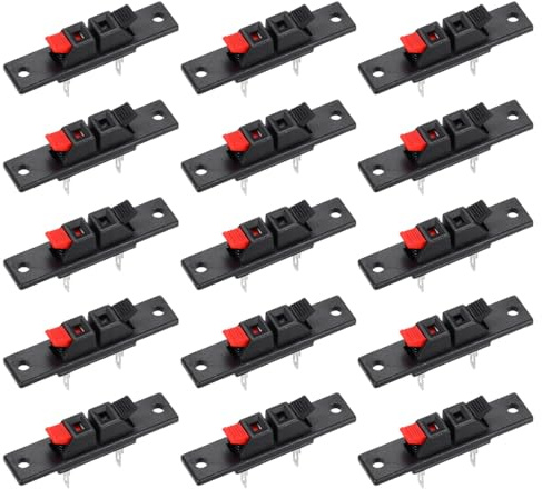 sourcing map 2-Wege-Feder-Lautsprecherklemme, Push-Entriegelung, Audio-Kabel, Kabelklemmen, Leistenblock, schwarz, rot, WP2-35, 5 Stück