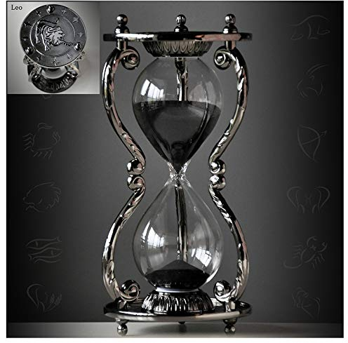 LeDiYouGou Sanduhr, antik, dekorativ, 30 Minuten, einzigartiges Vintage-Stil, 12 Sternbilder, Metall, Kunst, Stunden-Glas für Büro, Schreibtisch, Heimdekoration, Geburtstagsgeschenk, Löwe
