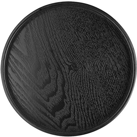 Oubit Round Wooden Tray,Black Wood Serving Tray Decorative for Coffee Table,Lightweight Tea Tray Plate for Drinks Snack Food for Cafe,Restaurant (21cm)