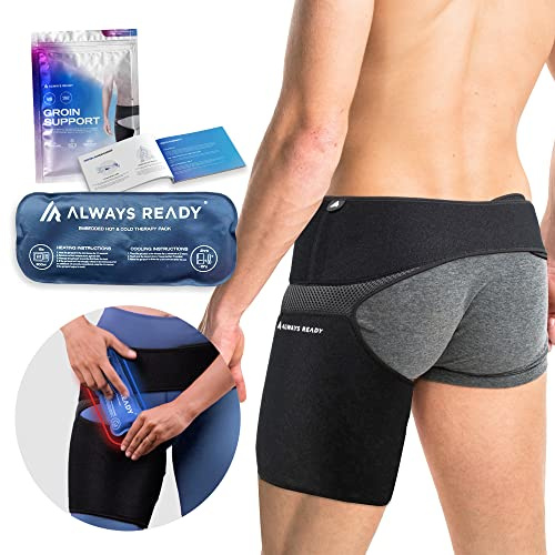 Always Ready, Attelle Pour Aine, Hanche, Cuisse, Tendon, Ischio-Jambier, Unisexe, Soin Par Le Chaud Et Le Froid, Pour Soulager La Douleur/En Cas de Sciatique, Compression Ajustable (M-XXL)
