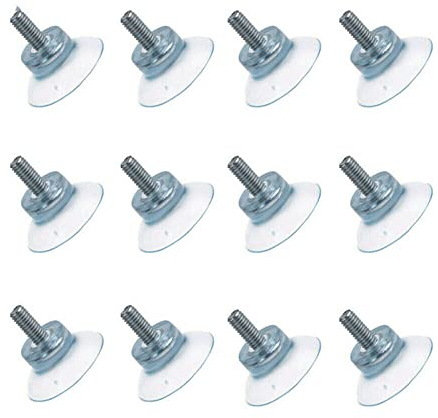 BODYA 12Pcs Rubber Suction Cup Replacements for Glass Table Wall Top with M6 Screw Transparent, Strong and Durable