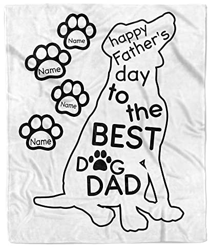 Personalisierte Hundedecke mit Aufschrift Happy Father's Day to The Best Dad, personalisierbar mit Namen, Haustier, Hundeliebhaber, Decke, personalisiertes Geschenk, Welpen, Vater, Decke, Geschenk