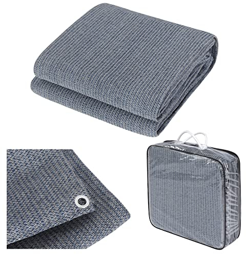 Laneetal Couverture de Pique-Nique en Plein Air, Tapis de Picnic en HDPF pour Camping, avec 18 Clous de Fixation, 1 Sac de Rangement, Tapis Extérieur 300x500 cm, Gris Bleu