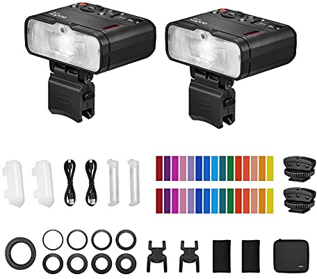 Godox MF12-K2 2PCS Macro Flash 2.4G Wireless Transmission Control Guide Number 16 TTL M Mode with Colorful Filter Cold Shoe for Portrait Plants Insects Macro Photography