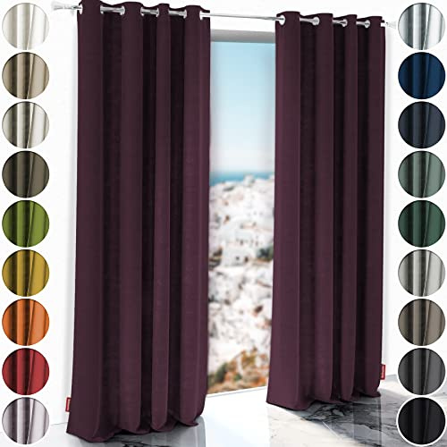 Schuette® Verdunkelungs-Vorhang Gardine mit Ösen ● Millenium Velvet: Plum (Violett) ● 150x130 cm Höhe x Breite (1 Stück) ● Knitterfrei Pflegeleicht Thermo Blickdicht & stark Abdunkelnd