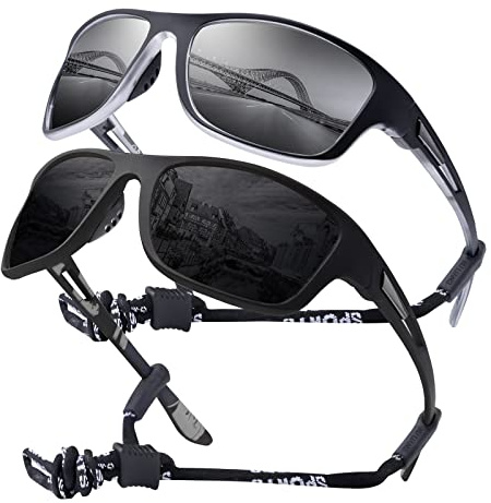 OKH 2 Pacco Occhiali da Sole Sportivi Polarizzati per Uomini Donne UV400 Avvolgenti Occhiali Ciclabili Occhiali Unisex per Biciclette In Ciclismo, Pesca, Corsa, Arrampicata, Baseball