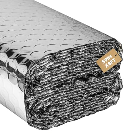 VUAOHIY Double Reflective Insulation Roll, 59 X 8' Double-Sided Aluminum Bubble Roll, Rv Window and Window Insulation for Summer Heat, Garage Door, Roof, Car