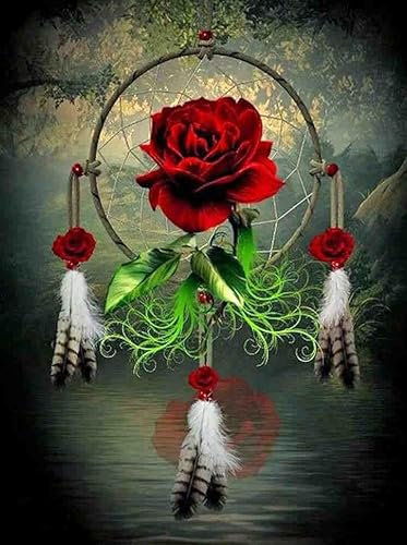 Attrape-rêves de Verdure en Plumes de Rose - Puzzle en Bois de 1000 pièces - Idées Cadeaux créatives pour Adolescents et Adultes