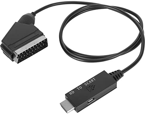 Cable HDMI a SCART, 480i 576i Cable Adaptador Convertidor HDMI a SCART Compatible con PAL NTSC, Plug and Play, Compatible con Televisores, VHS VCR, Grabadoras de DVD