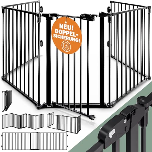 CASARIAŽ Barričre de sécurité 5 Panneaux modulables Grille de Protection cheminée Parc bébé Cloture Chiens sans perçage et réglable