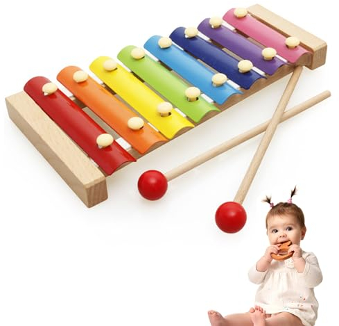 Bunt Xylophon Holz mit Xylophon Schlägel, Xylophon Kinder,Xylophone,Xylophon Baby,Xylophone Baby,Xylophone Instrument,Musikinstrumente für Kinder Kinderspielzeug,Pädagogische Spielzeug Geschenke