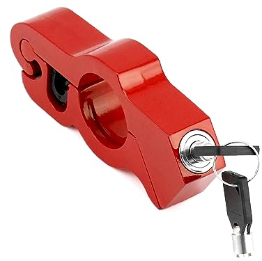 QWORK® Universal Motorcycle Handlebar Lock, Anti-Theft Grip Lock for Scooters, Motorbikes, Bike, Red, Adjustable & Portable
