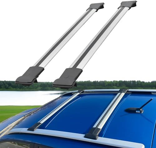 Rekapa-Car Roof Rack Compatible With Dacia Duster 2018-2023 Cross Bar For Roof Rails, Aluminium Set 2 Pcs Gray