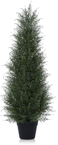 Kazeila Planta Artificial Exterior 90cm Cedro Tree Artificial con Maceta UV Arbol Artificial Ideal para Decoración Porche Jardín Balcón(1Pack)