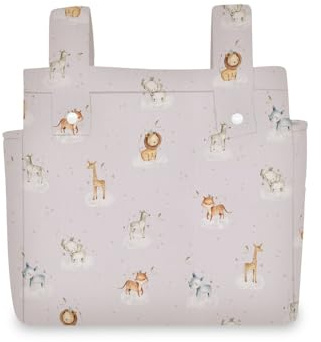 Danielstore Bolso Carrito Bebé – Bolsa Panera de Algodón para Carro de Bebé, 34x34 cm, 2 Compartimentos con Cremallera, Organizador para Paseo