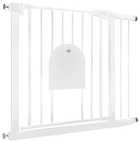 FIVMEN Treppenschutzgitter Türschutzgitter ohne Bohren Absperrgitter Treppengitter Selbstschließend für Kinder Türgitter Kindergitter mit Türe für Hunde und Katzen, für Breiten 85-95 cm Weiß