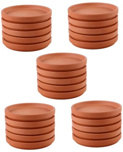 POPETPOP 25 Pièces Plateau de jardinière en Terre Cuite Grands Pots pour Plantes d'extérieur jardinières bac à Plantes Dessous de Pot de Fleur Support Pot de Fleur Pot de Fleur Interieur