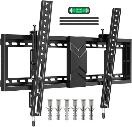 ELIVED Support mural inclinable pour la plupart des téléviseurs plats et incurvés de 37 à 75 pouces avec VESA max. 600 x 400 mm, grand support TV jusqu'à 40 kg, support d'écran plat avec réglage de