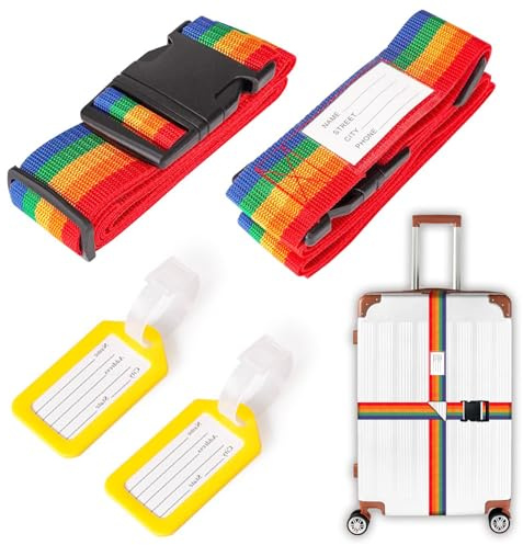 Sertay 2 Stück Gepäckgurt, Gurt Gepäckgurt, Kofferanhänger, Luggage Strap, Auffällig Luggage Strap Koffer, Geeignet für die Größe der Meisten Koffer Auf dem Markt (20-34 Zoll)
