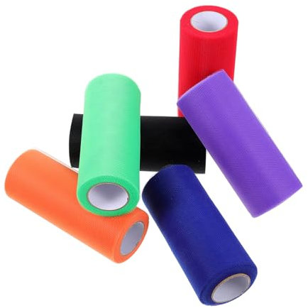 ULDIGI 6rollen Tüllstoffrolle Farbige Tülle Tüllnetzrollen Dekoratives Tüllband Bastelmaterial Tülldekoration Diy-geschenkpaket Tüllstoffornament Gazerolle Für Partys Und Feiern