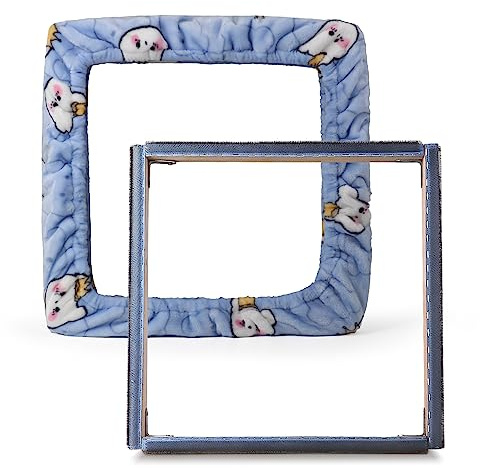 JTVTW Greiferstreifen-Rahmen Gripper Strip Frames Punch Needle Hooking Frame Stickrahmen mit Deckel 40*40cm (Blau)