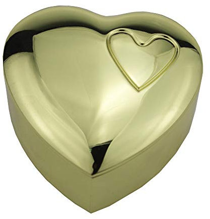 Windmilne Aufbewahrungsbox für Schmuckstücke, modische Schmuckschatulle aus Zinklegierung, herzförmige Schmuckschatulle in Elektrogold (Bronze, 7,6 x 7,6 x 3,6 cm)