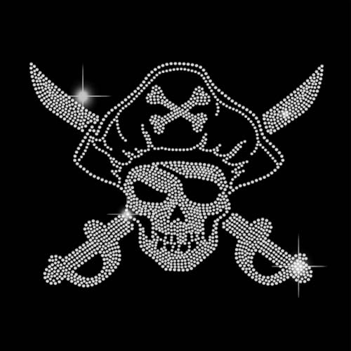 SUPERDANT Totenkopf Pirat Strass Hotfix Zum Aufbügeln Skelett Bügelbild Strass Zum Aufbügeln Diamant Wärmeübertragung Vorlage Stras Transfer Aufbügel DIY Für T Shirts Hoodie Tasche Mantel