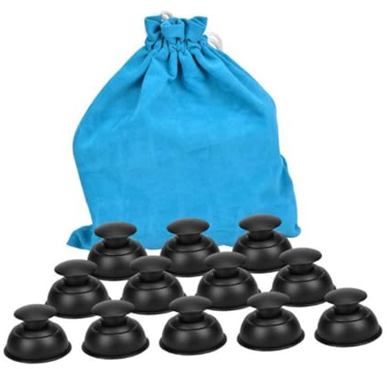 Ventouses de Massage en Silicone Noir, Lot de 12 pour Thérapie | Adhérence Forte, Pratique au Quotidien, pour Hommes et Femmes, Usage sur Tout le Corps, Silicone
