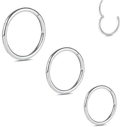 hengkaixuan 3 PCS Nasenbügel Ring Sets Titan Septum Ring Conch Piercing Schmuck 20G 18G 16G Ohrläppchen Hoop Earring Nahtlose Clicker Ring Helix Tragus Knorpel Lippen Ohrringe 6mm bis 12mm