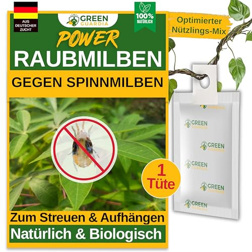 GREEN GUARDIA Power Raubmilben gegen Spinnmilben – 1x Tüte - Biologisches Mittel zur effektiven Spinnmilben Bekämpfung für Zimmer- & Zierpflanzen sowie Cannab. –umweltfreundlich,chemiefreie Mittel